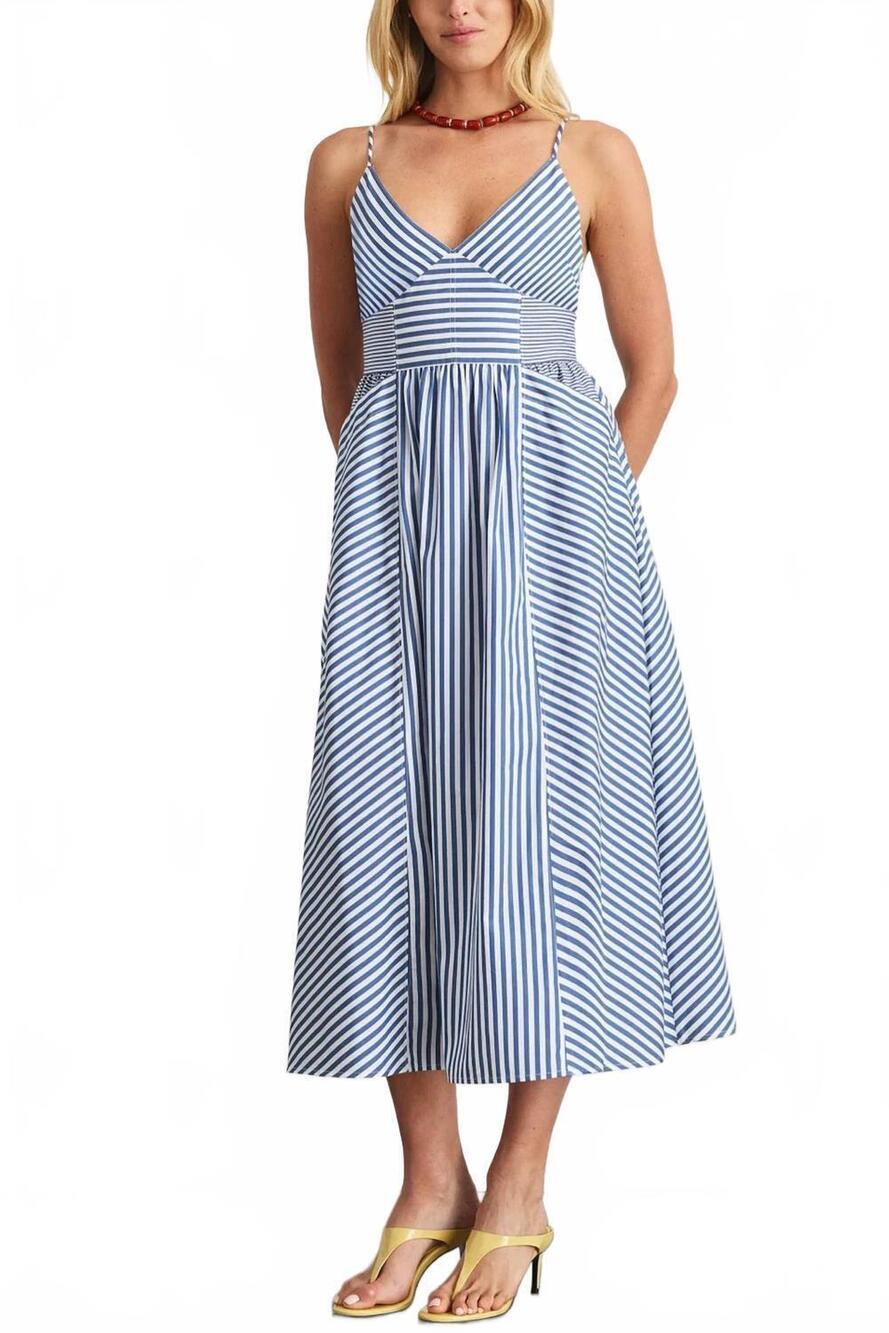 NEW TANYA TAYLOR vivien dress in optic white/french blue